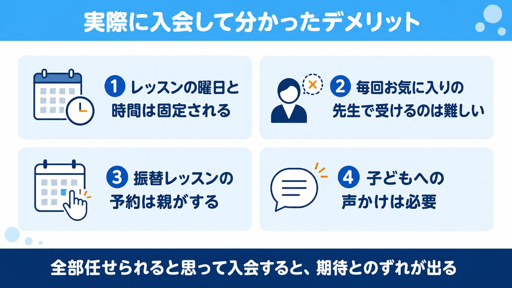 実際に入会して分かったCampusTopのデメリット4つを示した図解
