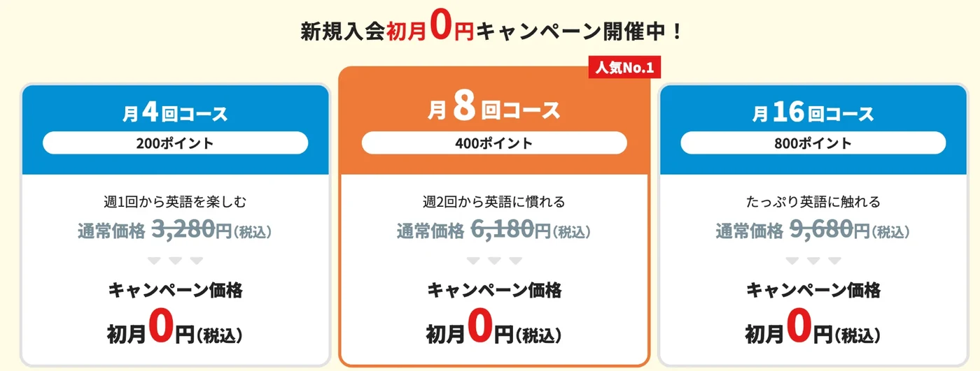 QQキッズの料金表と新規入会の初月0円キャンペーン